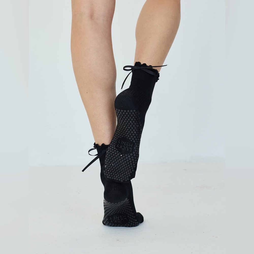 Lucky Honey Grip Socks - The Juliet Black - NWT